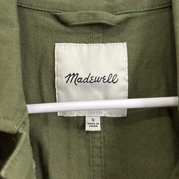 Madewell Green Tie Waist Military Style Jacket Size Small - Picture 8 of 10